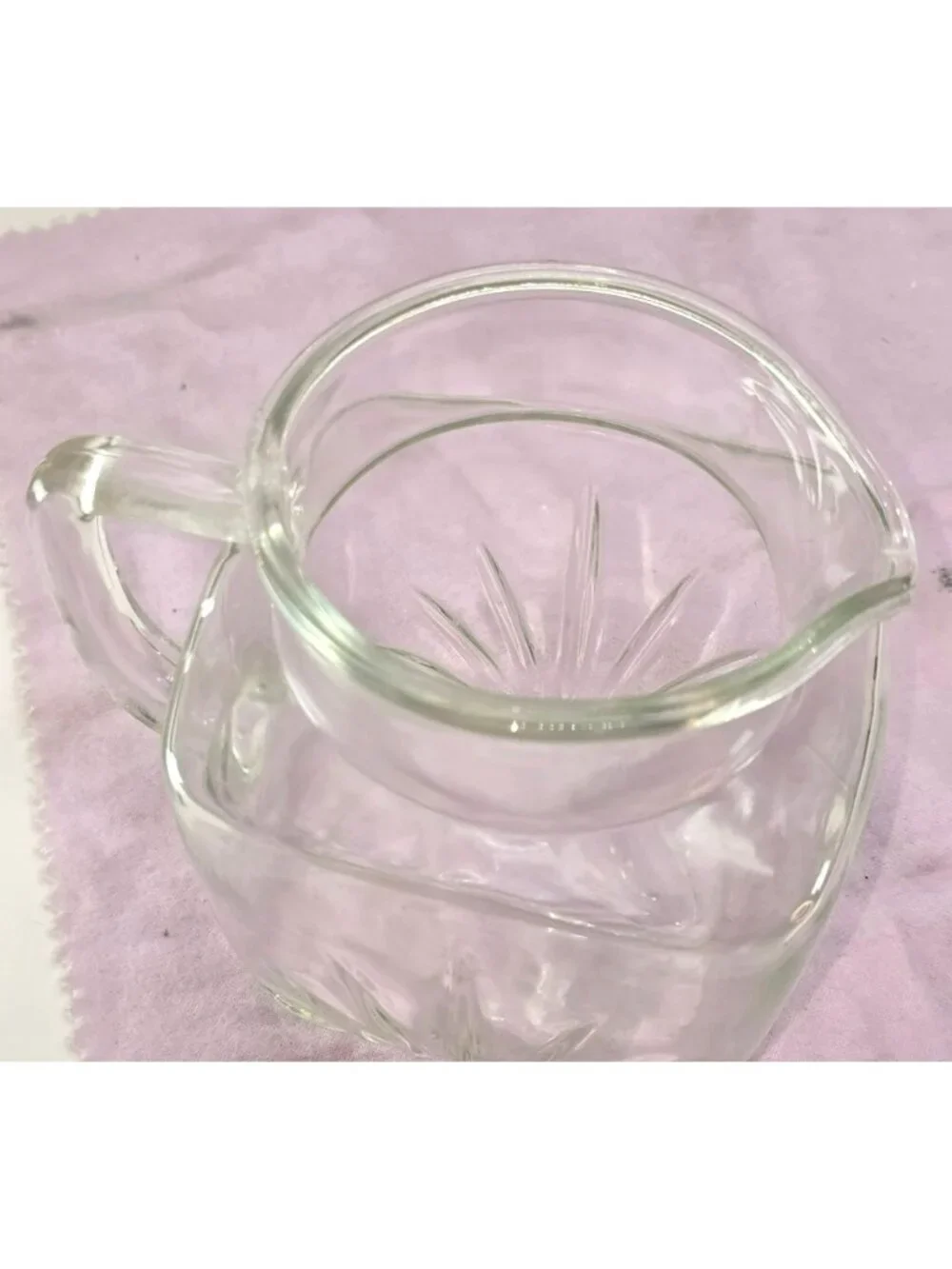 Vintage Federal Glass Square-Cut Clear Glass Pitcher Atomic Starburst CM2356